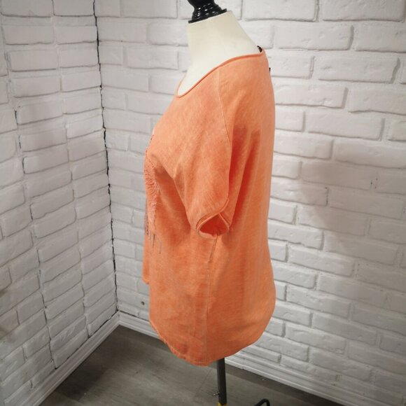 NWT Carre Noir Ladies Size Medium Orange Made in Italy Straight Fit T-shirt - Picture 4 of 10